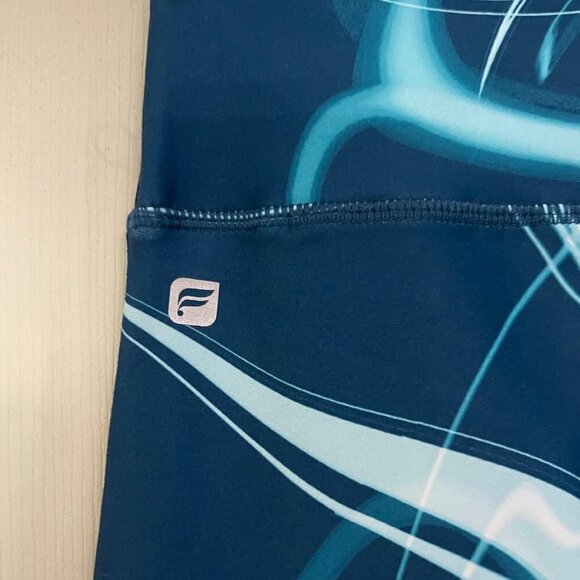 Fabletics Women's Cherise Wavelength Print Green Black Mesh Panel Leggings XS - Picture 5 of 8